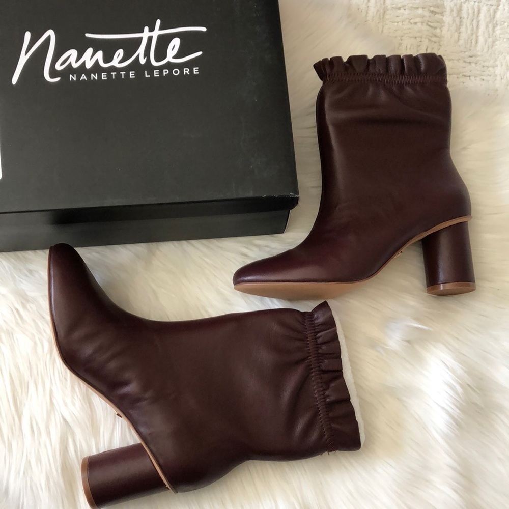 Nanette Nanette Lepore Plum Leather Glory Bootie